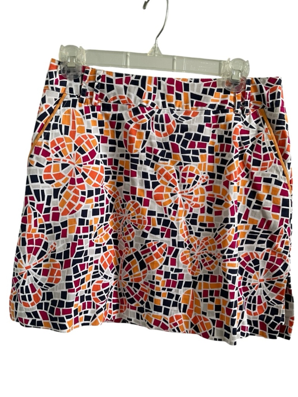 Sport Haley Mosaic Floral Mini Skirt in Orange, Pink, Black and White